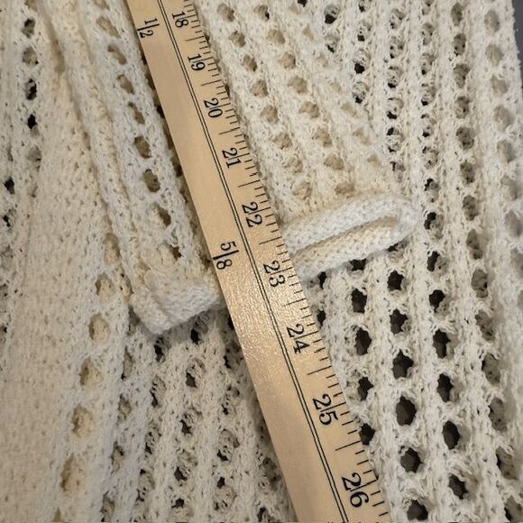POL Open Knit White / Multicolor Lightweight Open Front Cardigan Long Size Small - Picture 13 of 14